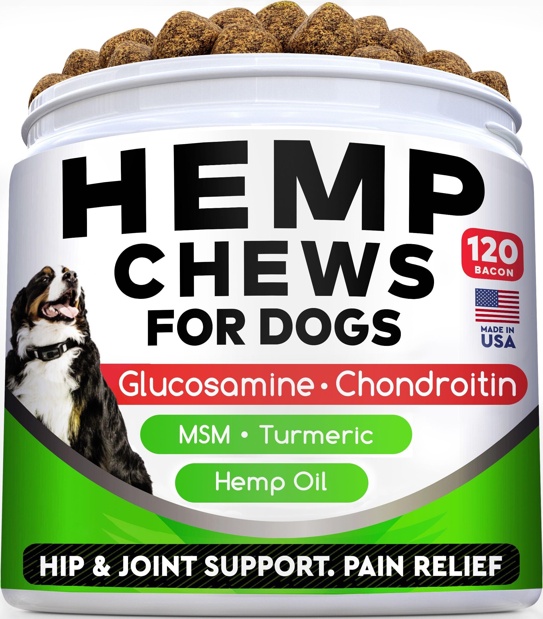 Gommes STRELLALAB pour articulations du chien au bacon, favorisant mobilité et plaisir.