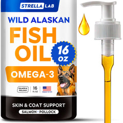 STRELLALAB Huile Poisson - bouteille soutient peau et pelage des chiens et chats.