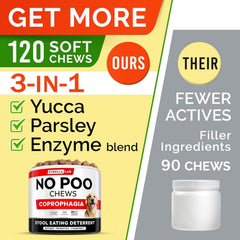 Friandises STRELLALAB No Poo Chews avec enzymes digestives pour absorption.