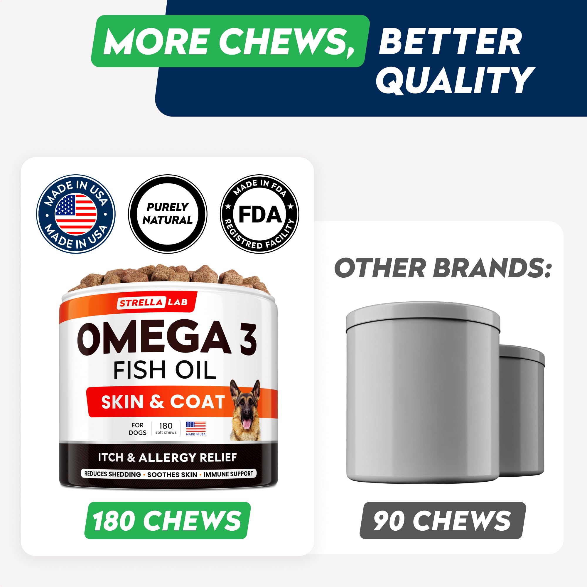 StrellaLab Omega-3 pour chien anti-démangeaisons: peut réduire les irritations cutanées