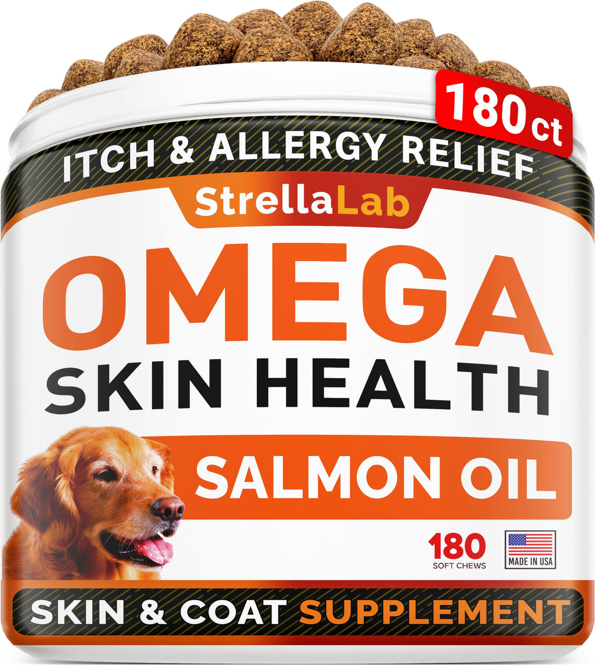 StrellaLab Omega3 pour chien – bouteille pratique pour l'apport quotidien en oméga 3.