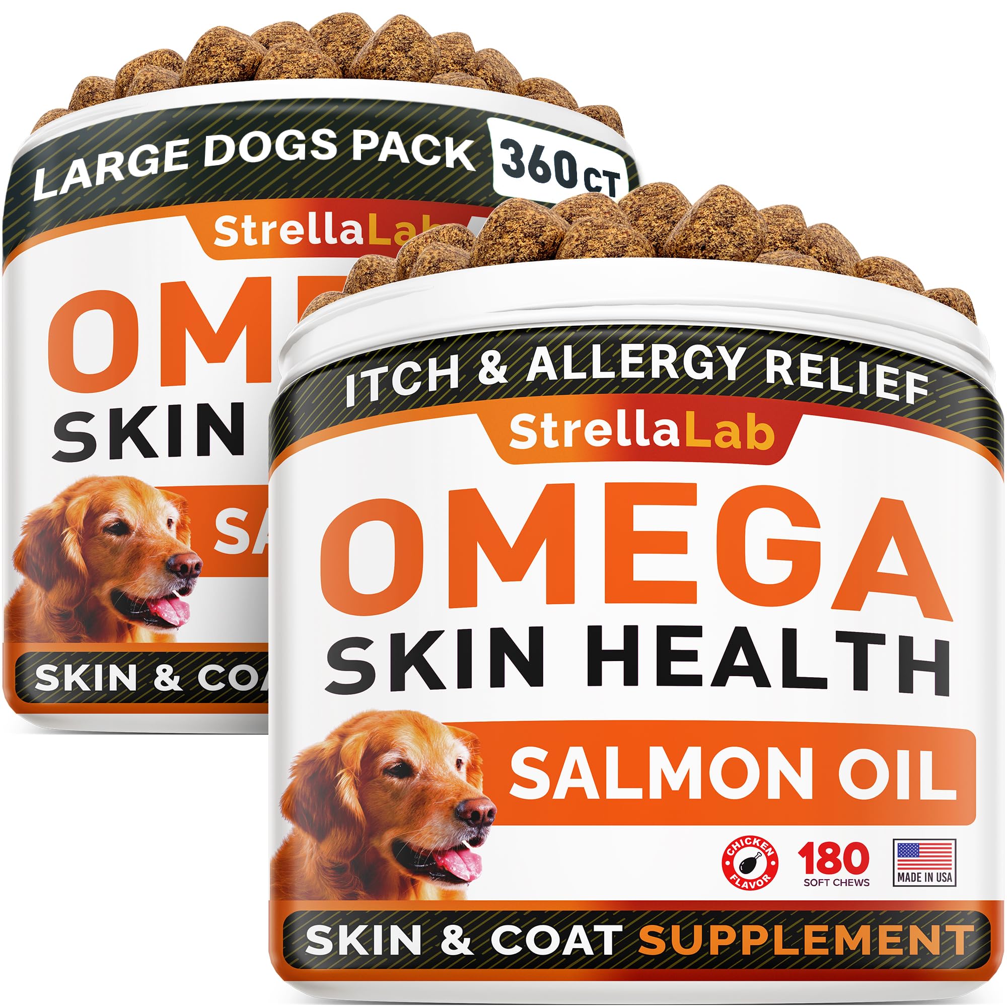 STRELLALAB Omega3 pour chien – emballage double pratique et économique.