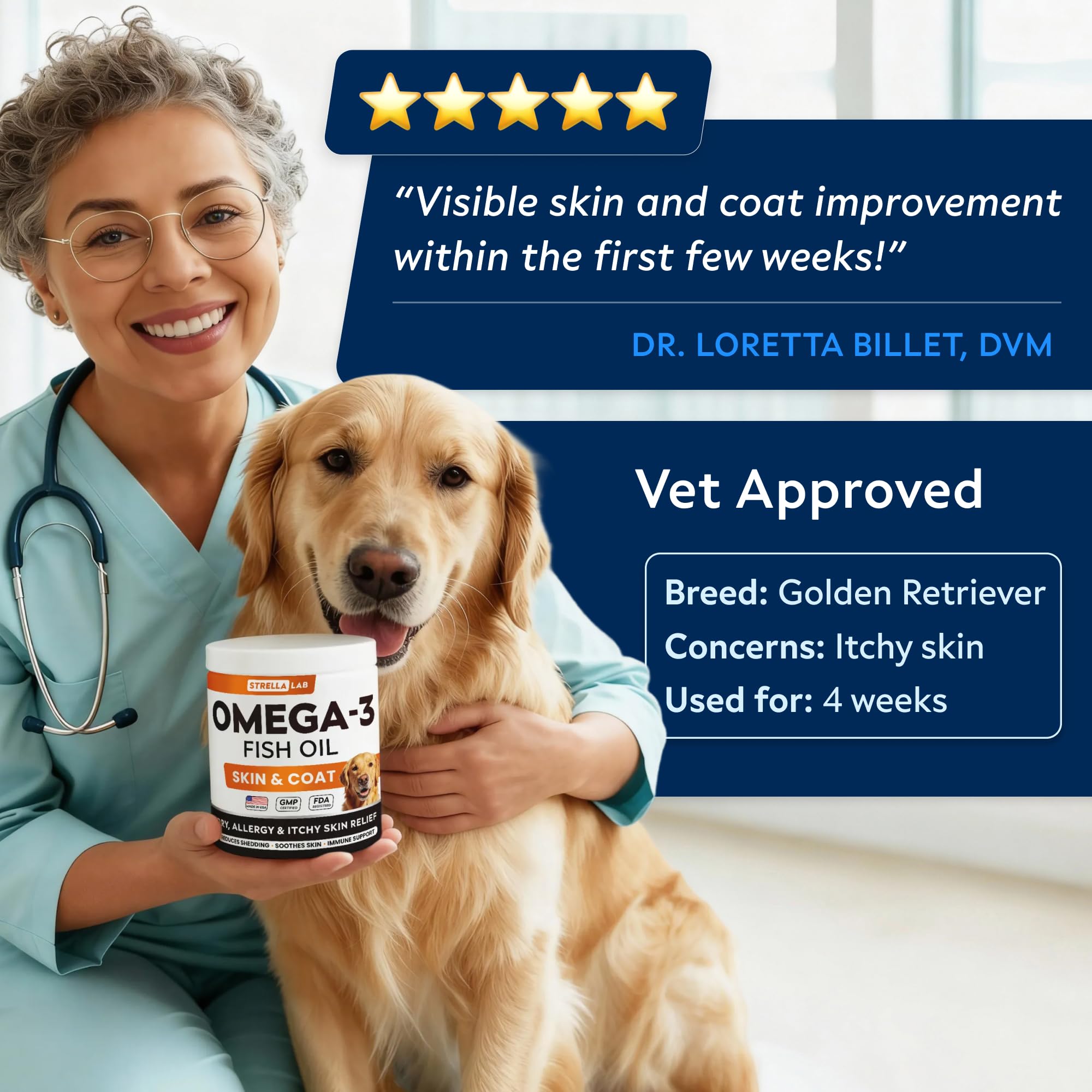STRELLALAB Omega3 pour chiens – sans soja, sans maïs.
