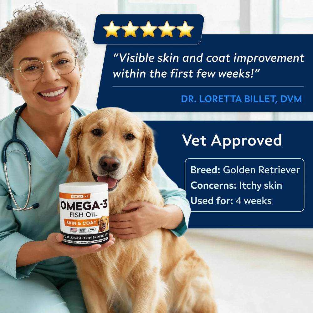 STRELLALAB Omega3 pour chiens – sans soja, sans maïs.
