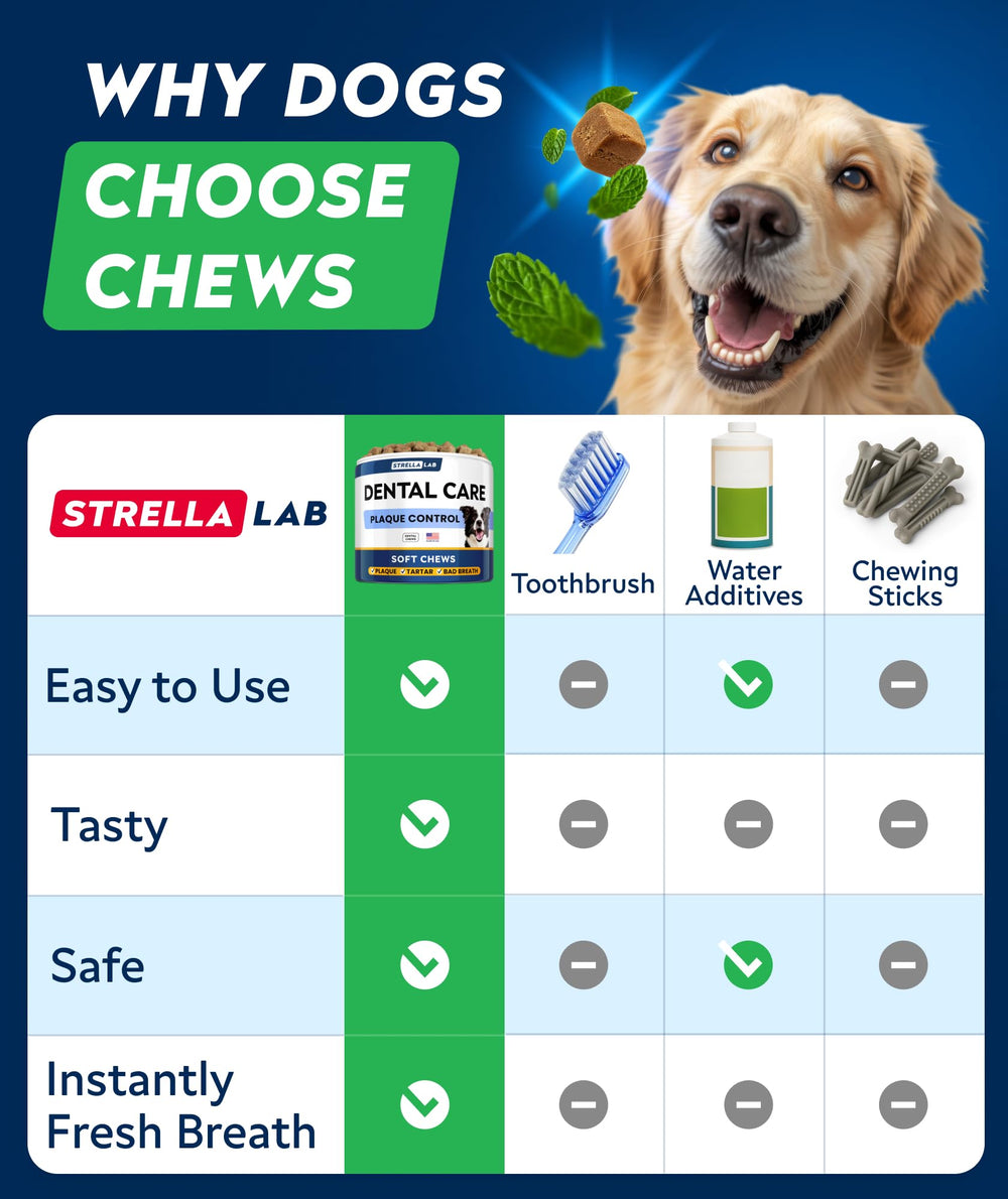 STRELLALAB probiotiques dentaires pour chiens, soutien potentiel du microbiome.