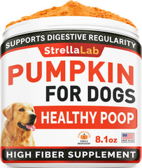 STRELLALAB Pumpkin pour chiens, poudre 8oz, fibre et soutien digestif.