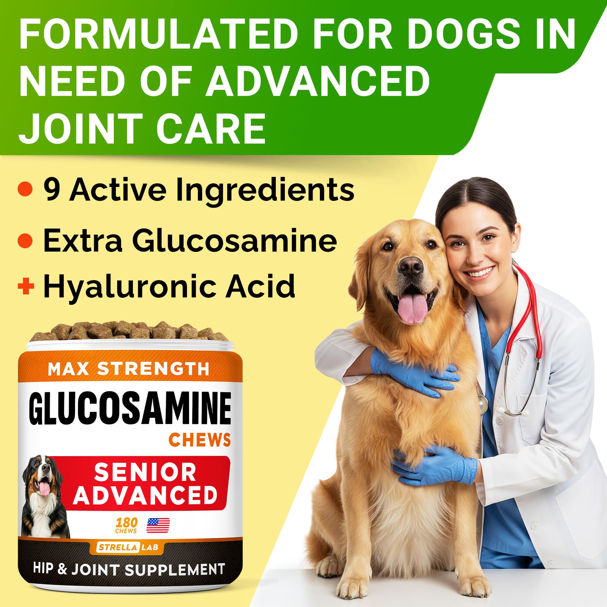 STRELLALAB Bienfaits articulations canines: soutien durable.