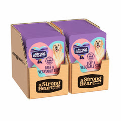 Sachet Strongheart boeuf et légumes, repas complet pour chien actif.
