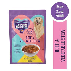 Sachet Strongheart boeuf et légumes, texture réconfortante pour estomacs sensibles.