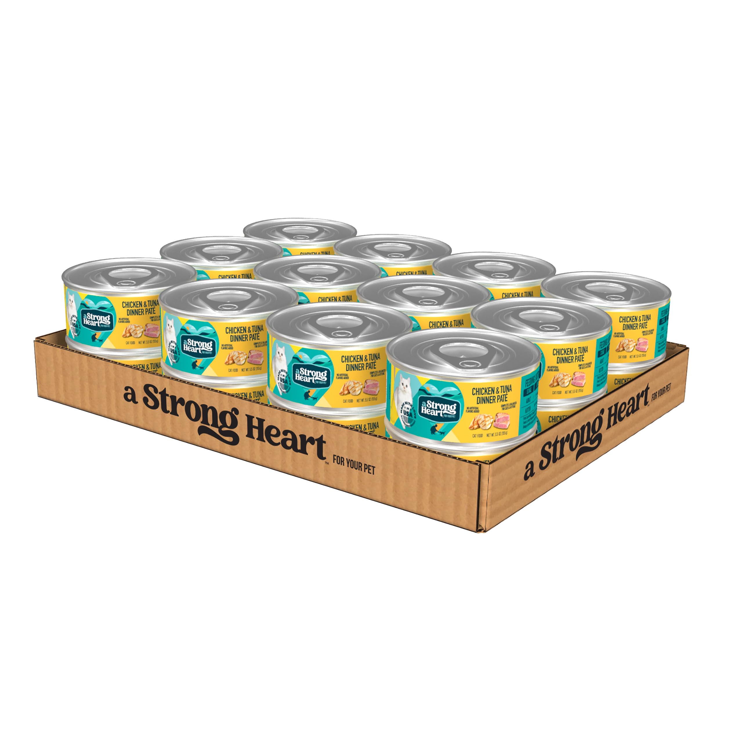 Strongheart boîte chat pâté poulet-thon pack 24 pour repas pratique.