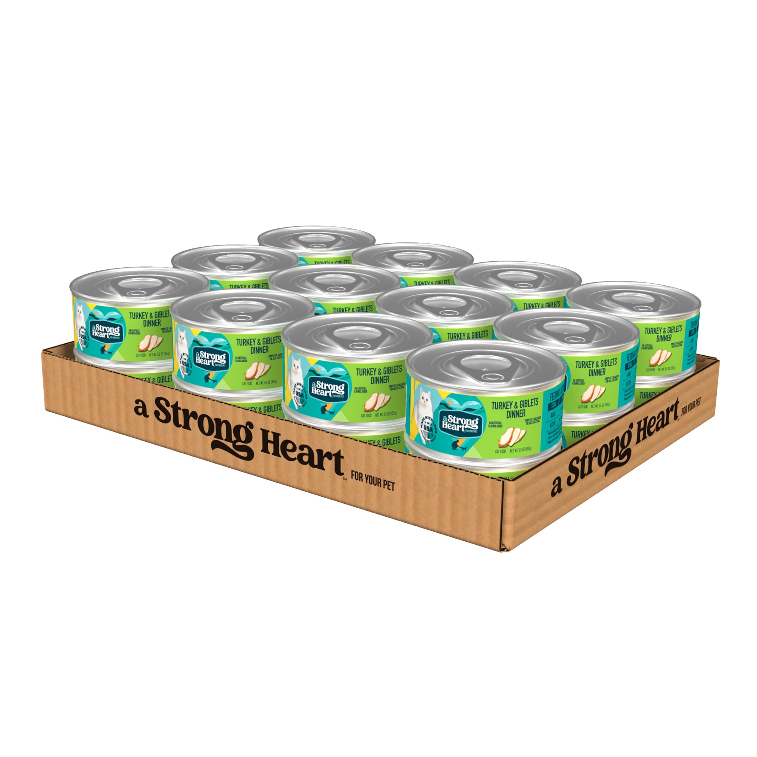 Boîtes Strongheart pour chat avec dinde et giblets, format 5,5 oz, vistas d’ensemble.