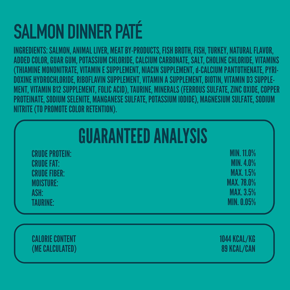 Estomac doux: pate saumon Strongheart adaptée aux chats sensibles.