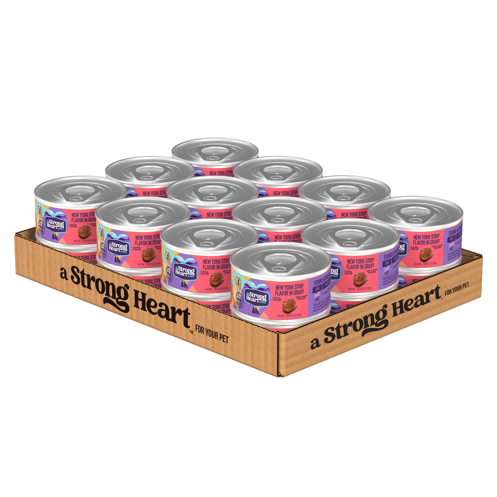 Repas humide Strongheart pour chien – sauce riche Côte de bœuf New York qui stimule l'appétit.
