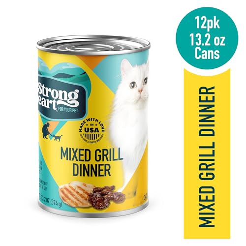 StrongHeart ouverture de boîte grill mixte — repas humide complet pour chats adultes.