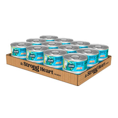 Émincés de poisson blanc et thon Strongheart, idée de repas marin pour chat.