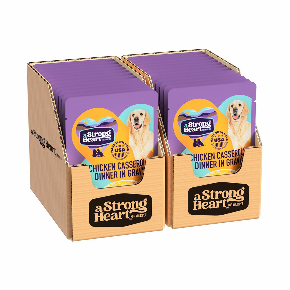 Strongheart sachets nourriture humide chien poulet casserole – repas pratique et équilibré.