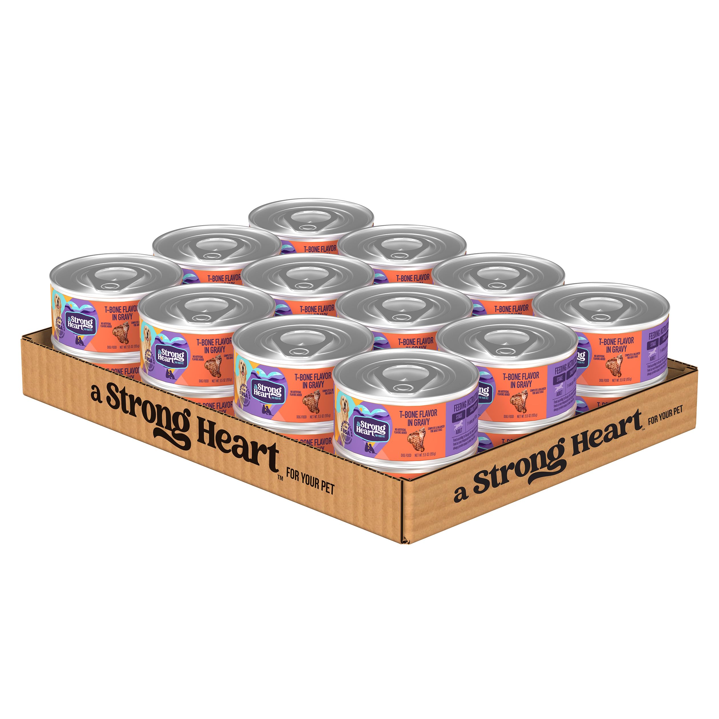Strongheart T-Bone humide conserve: viande réelle et sauce savoureuse pour repas équilibré.