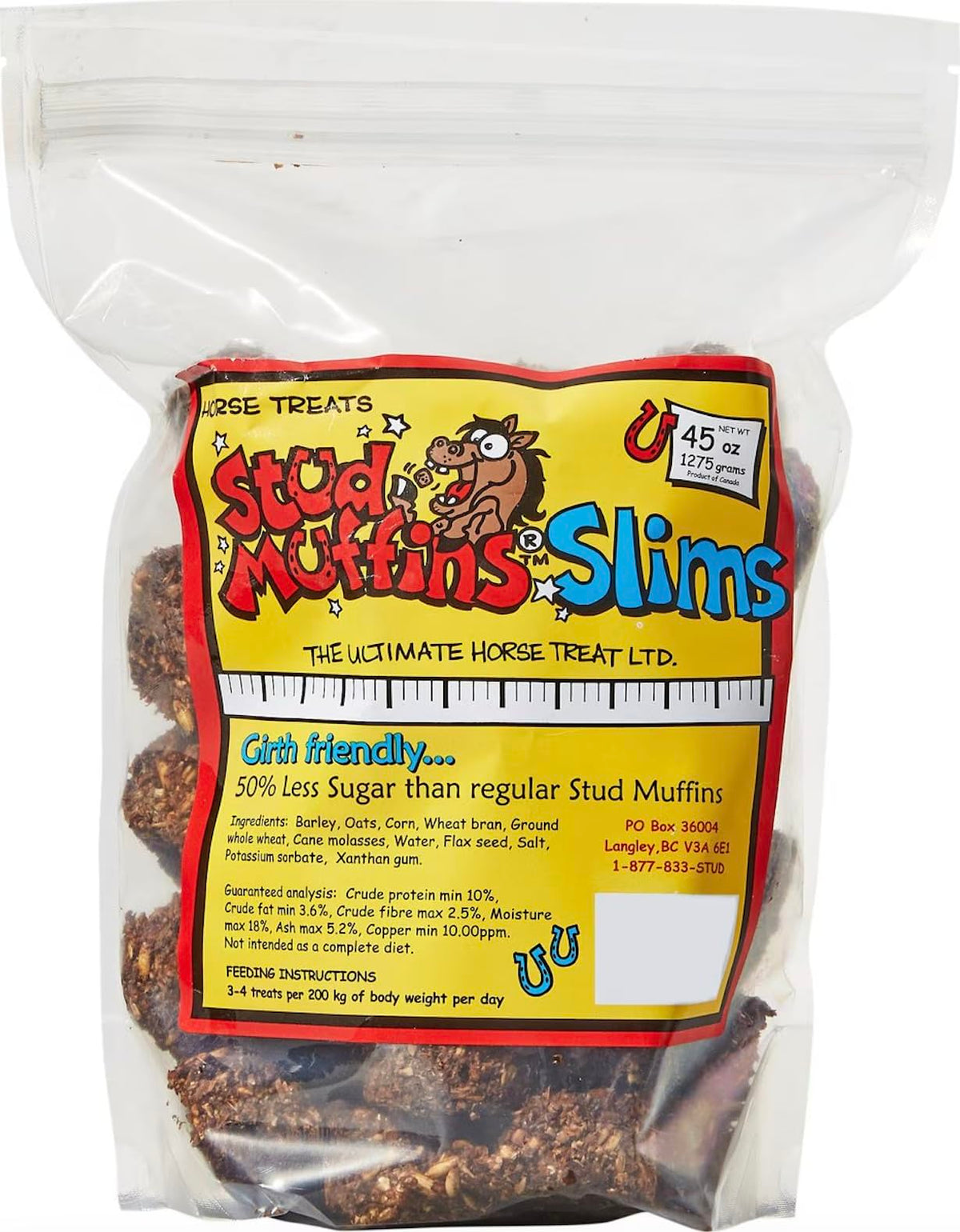 Sac Stud Muffins Slims 45 oz, récompense faible sucre pour chevaux
