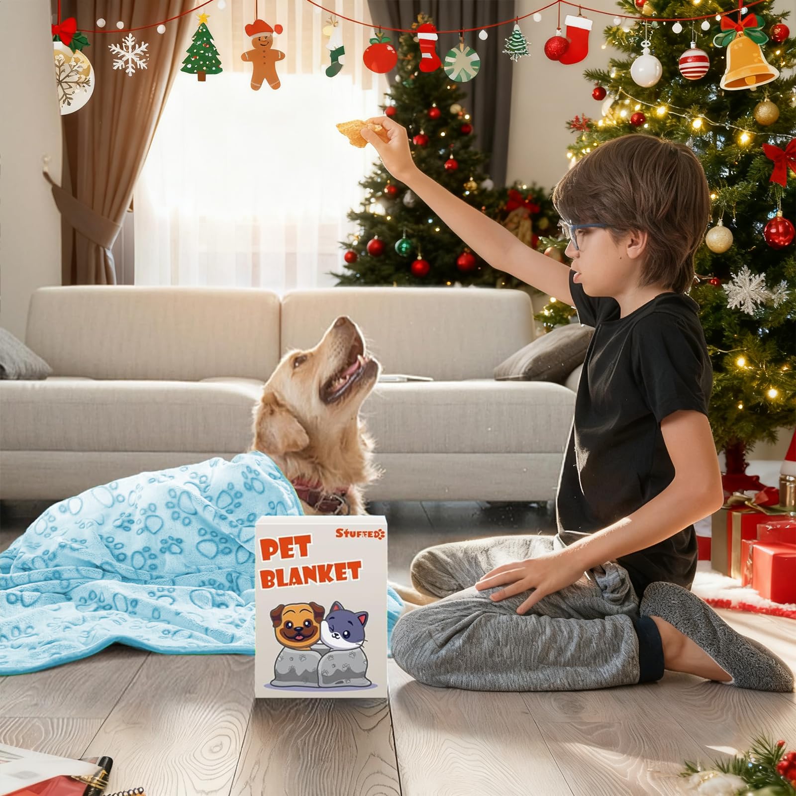Format 24x32 pouces Stuffed bleu, idéal pour chiens moyens et petits