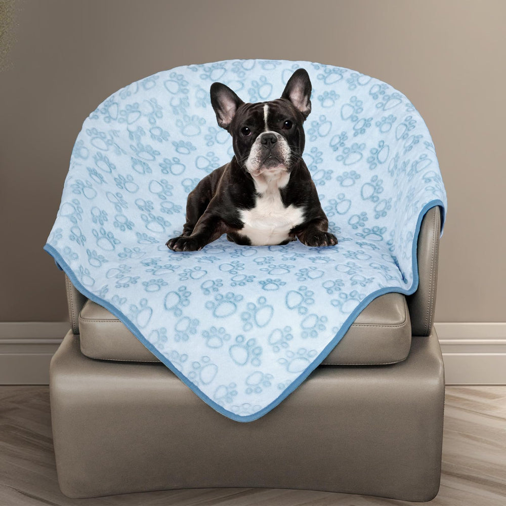 Couverture Stuffed bleu avec impression pattes, douceur réconfortante pour chiens et chats