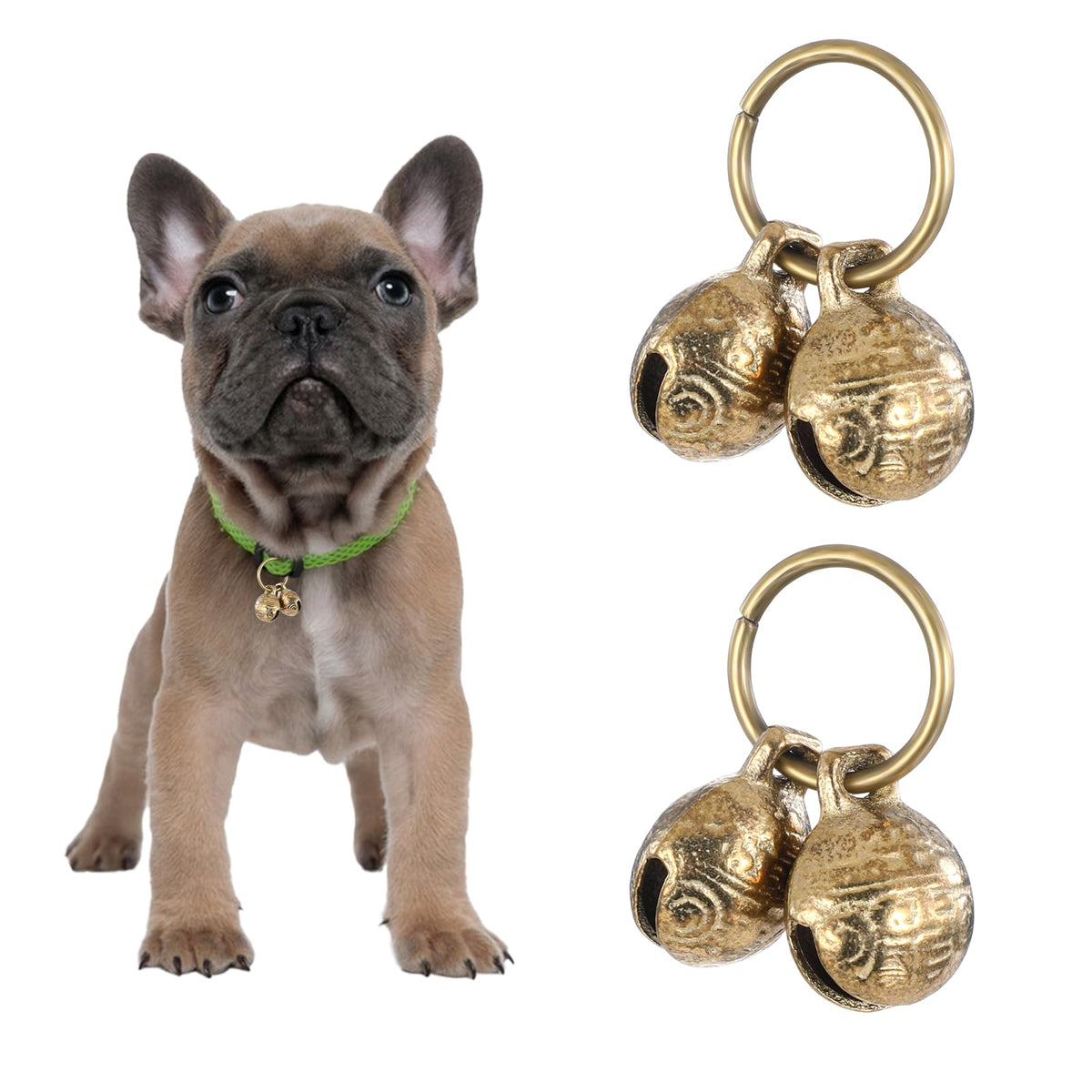 Cloche Styquenzer en cuivre pour collier chien – ensemble de 4 cloches, pratique et audible.