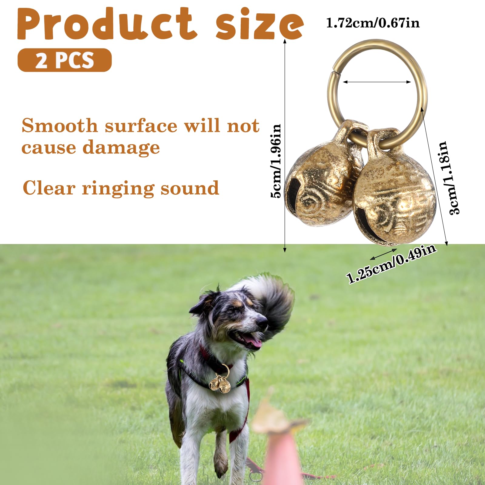 Styquenzer cloche cuivre collier chien – taille universelle, s'adapte facilement à tous les colliers.