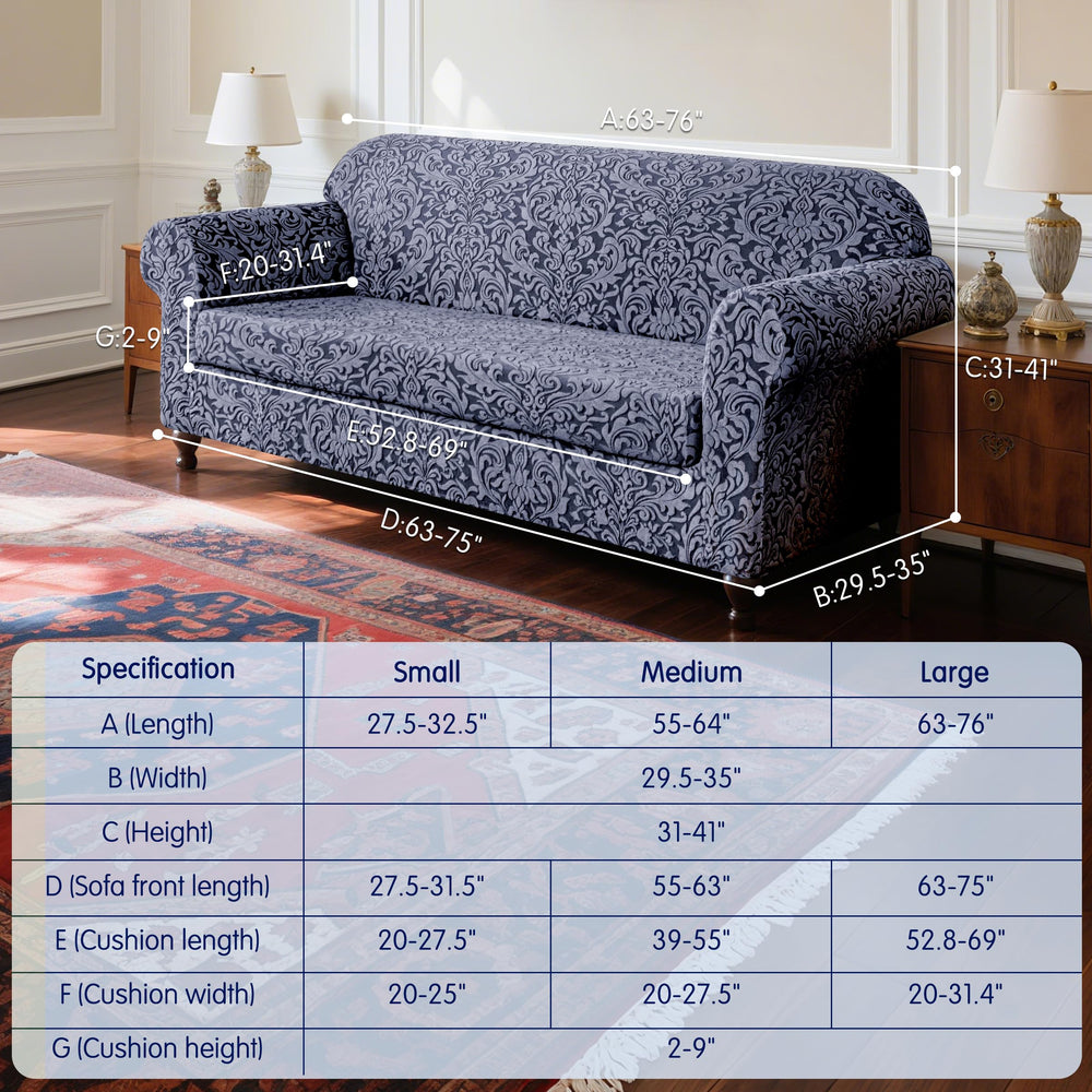 SUBRTEX canapé 3 places damass gris, style durable et élégant.