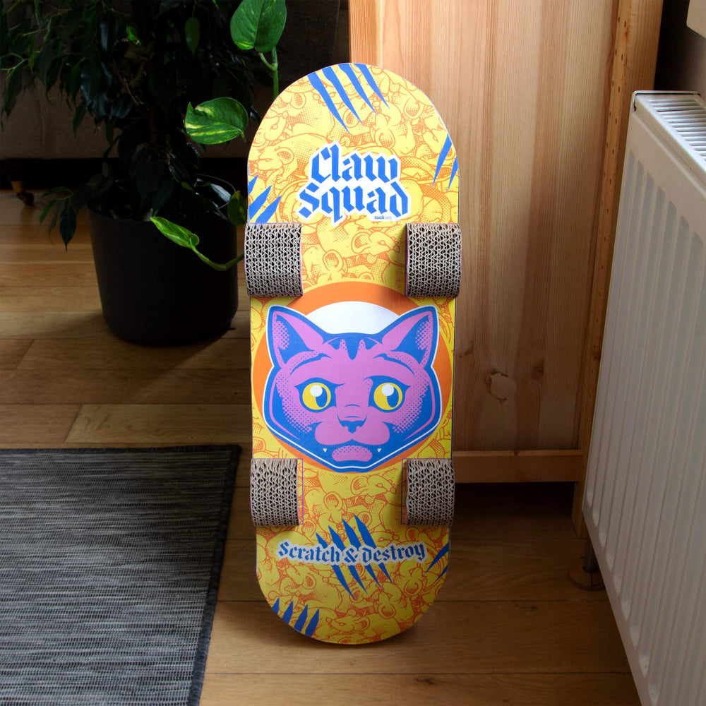 Carton-chat recyclable Suck UK, surface à gratter pratique.