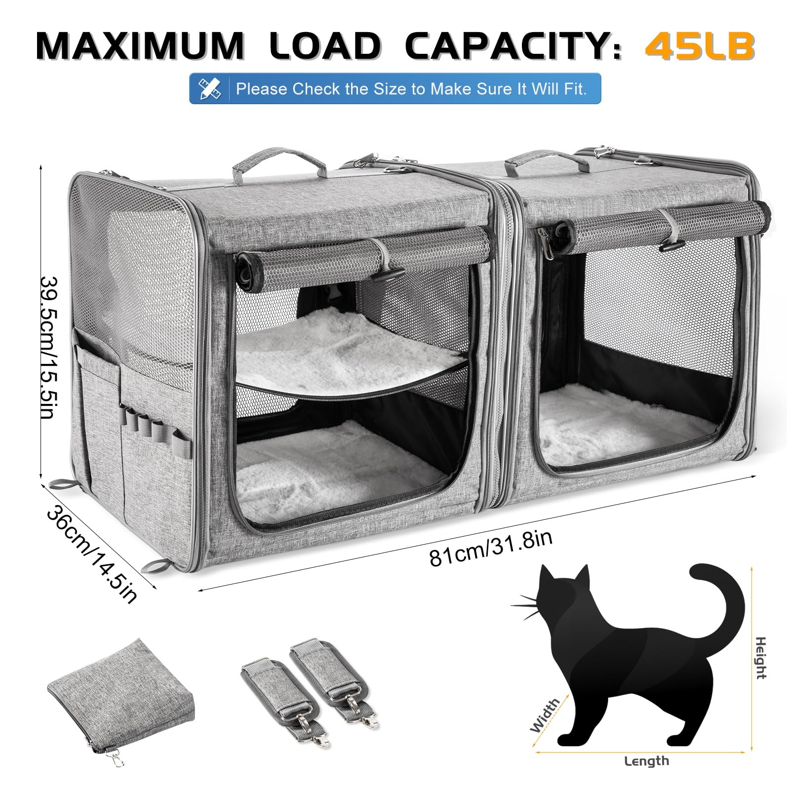Accessoires inclus Suertree: gamelles pliables et lit de voyage confort.