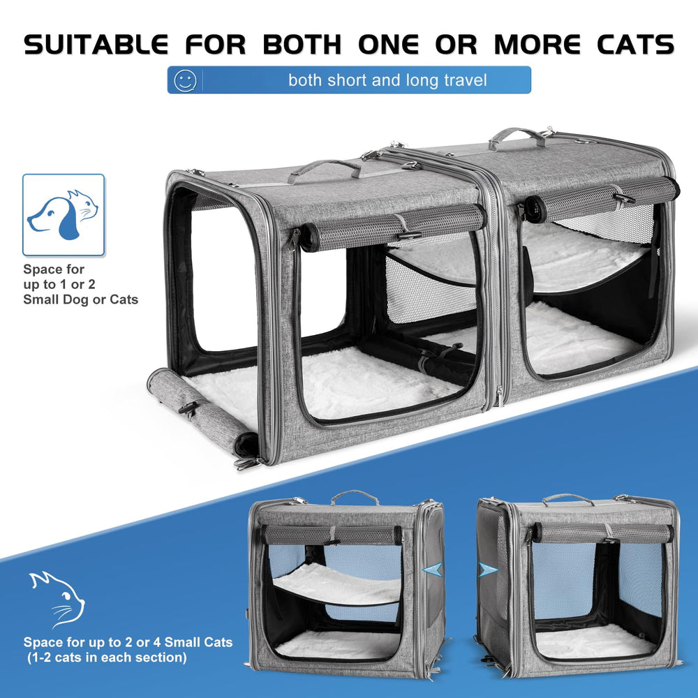 Transporteur double Suertree avec bac à litière intégré, pratique en déplacements.
