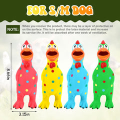 Jouet Suilung poulet caoutchouc siffant couleur bleu rouge vert pour chien.