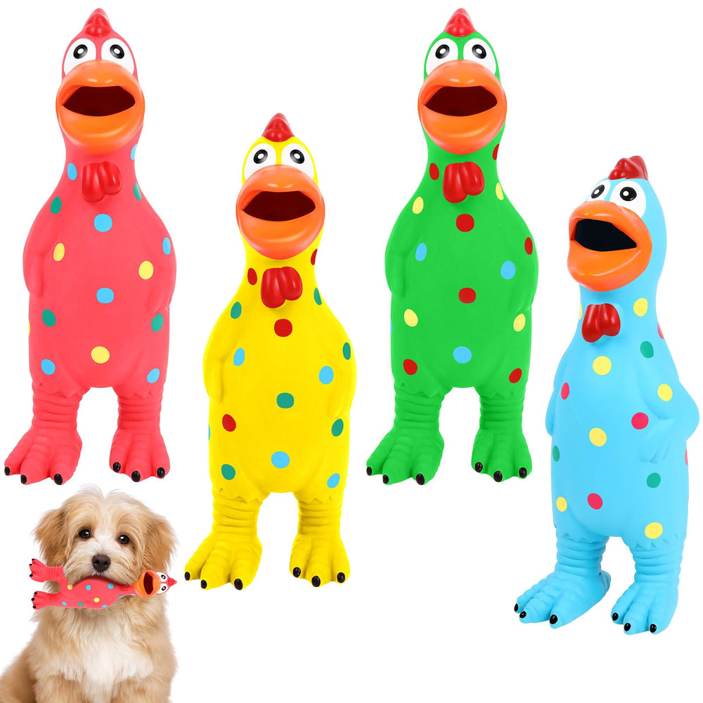 Jouet Suilung poulet caoutchouc siffant – ensemble de 4 couleurs pour chien, divertissement durable.