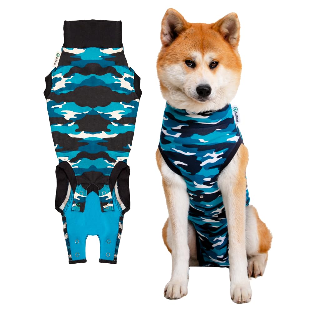 Suitical Recovery Suit pour chien grand bleu camouflage – vue d ensemble, confort et protection