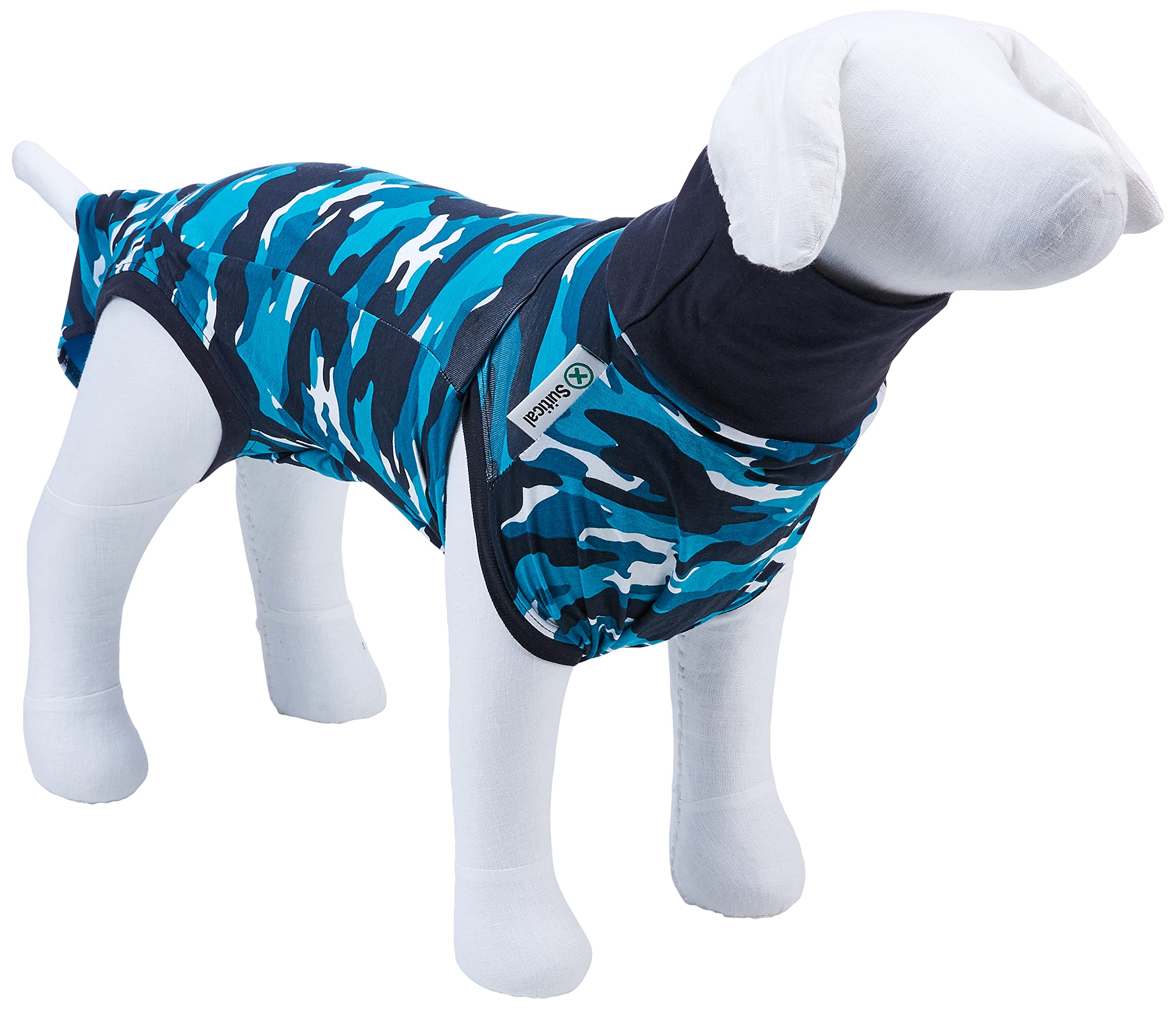 Suitical Recovery Suit pour chien grand bleu camouflage – fermeture base-queue