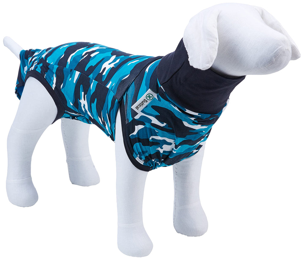 Suitical Recovery Suit pour chien grand bleu camouflage – fermeture base-queue