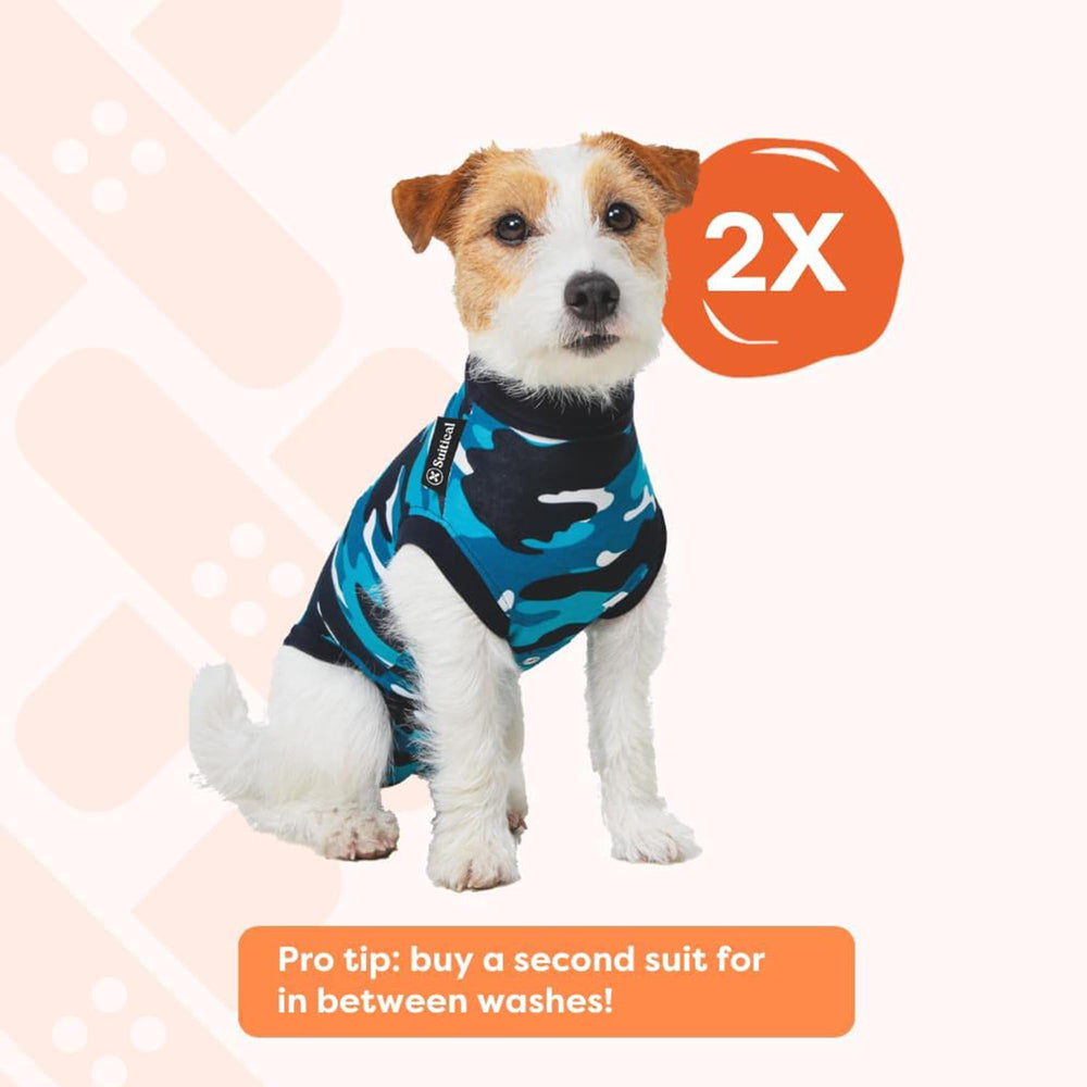 Suitical Recovery Suit pour chien grand bleu camouflage – poitrine et bassin protégés