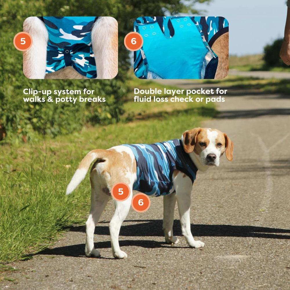 Suitical Recovery Suit pour chien grand bleu camouflage – seconde peau confortable