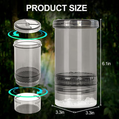 SUKEOPET aperçu transparent: contrôle visuel du mélange de poudre calcium et grillons.