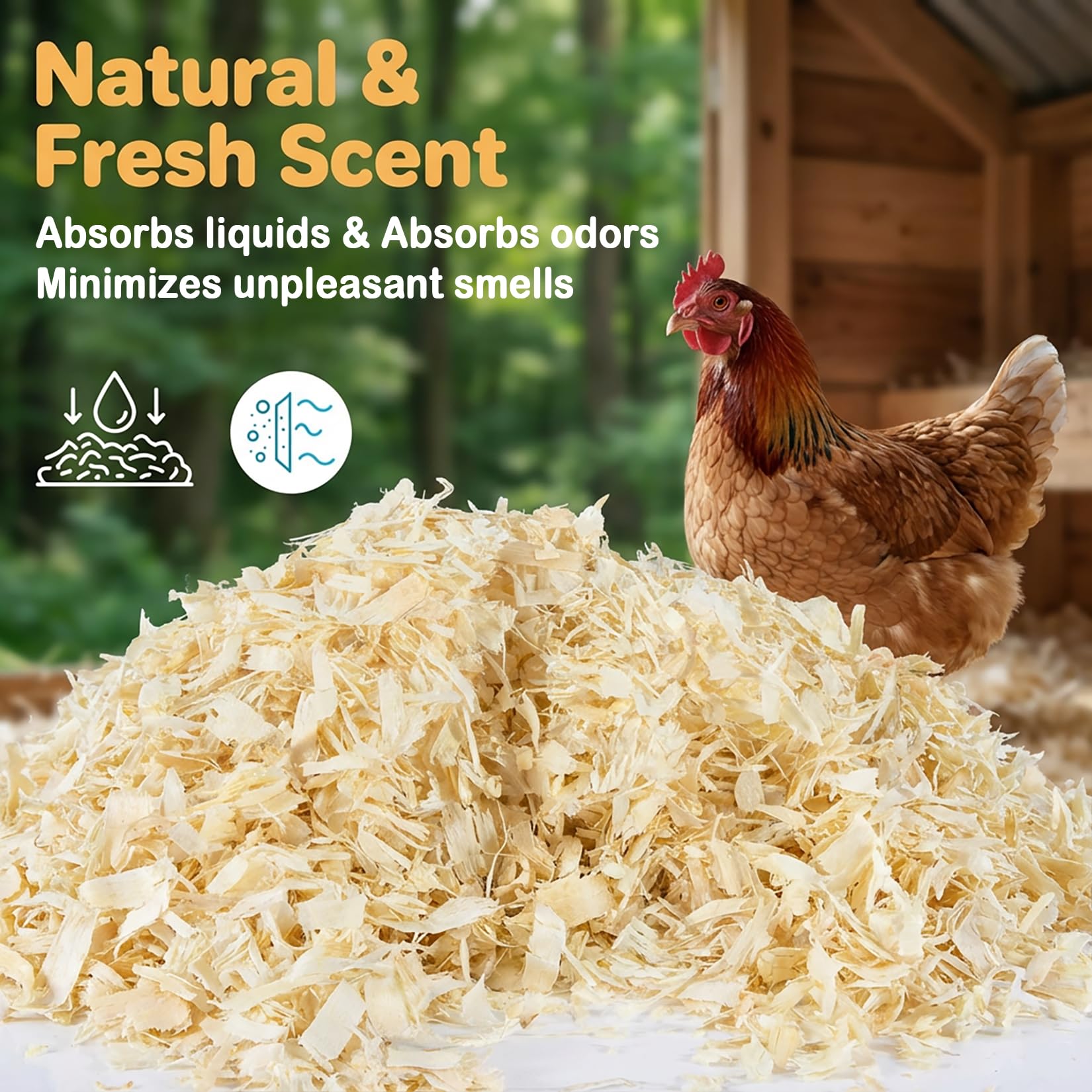 Litière Sukh absorbante pour poulailler, copeaux de peuplier sans additifs.
