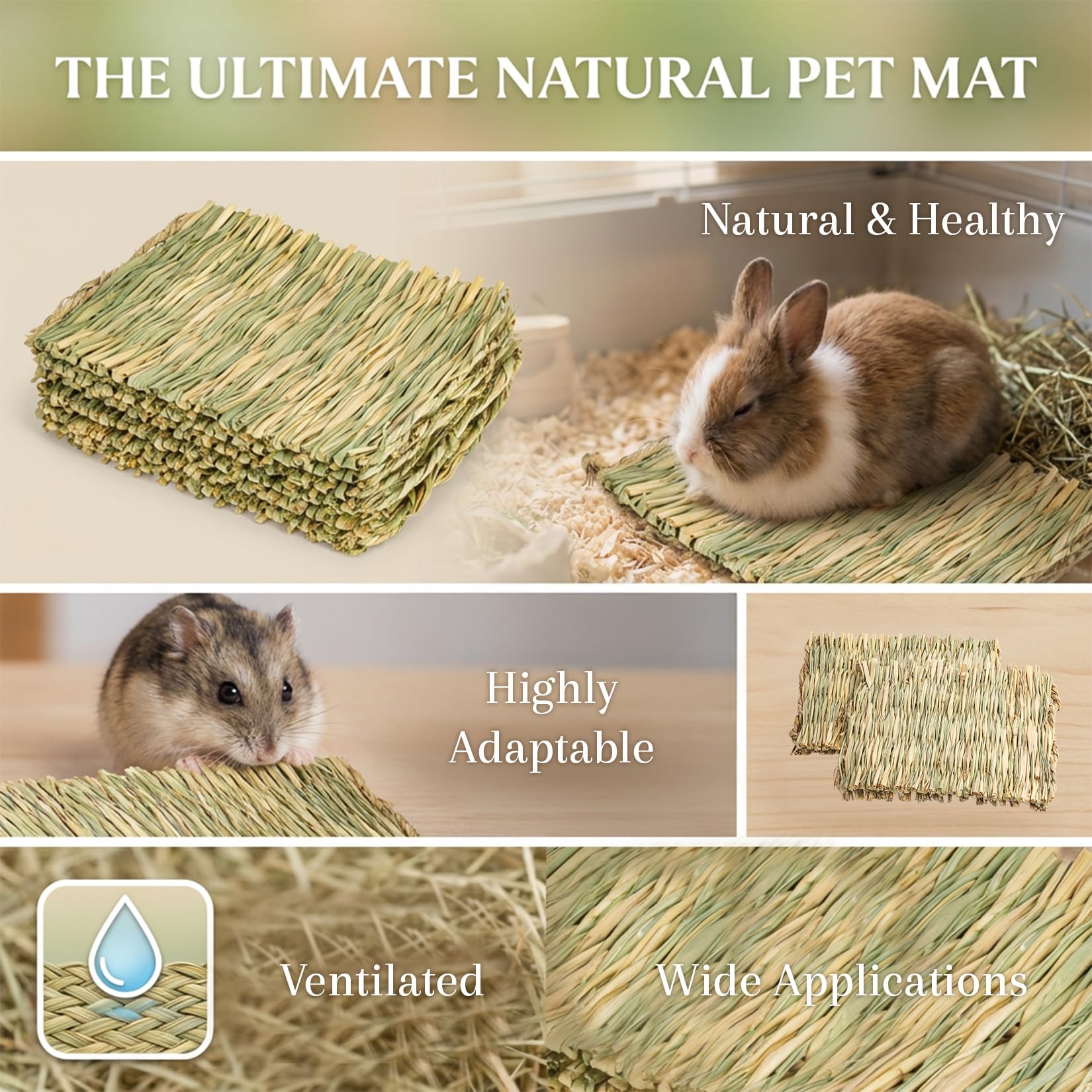 Tapis herbe naturelle Sukh dans cage pour petit animal