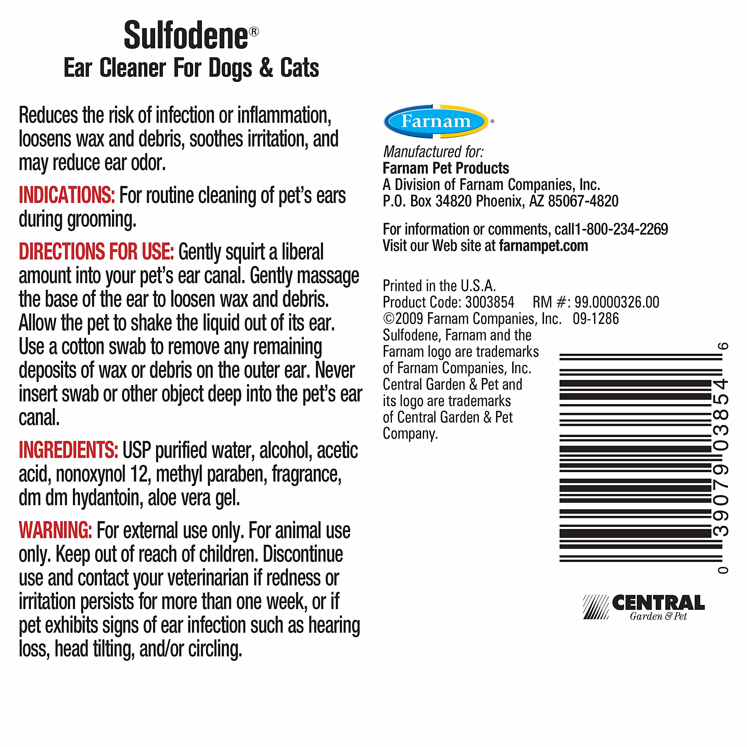 Sulfodene Nettoyant Oreilles : soin régulier des oreilles des chiens et chats.