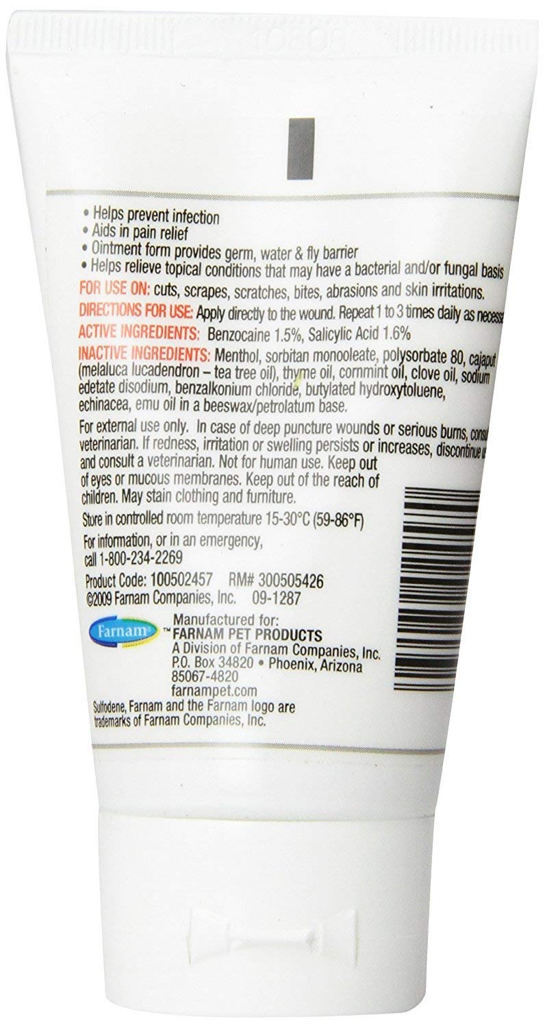 Sulfodene Pommade Chiens pour coupures et blessures, application fluide et confort.