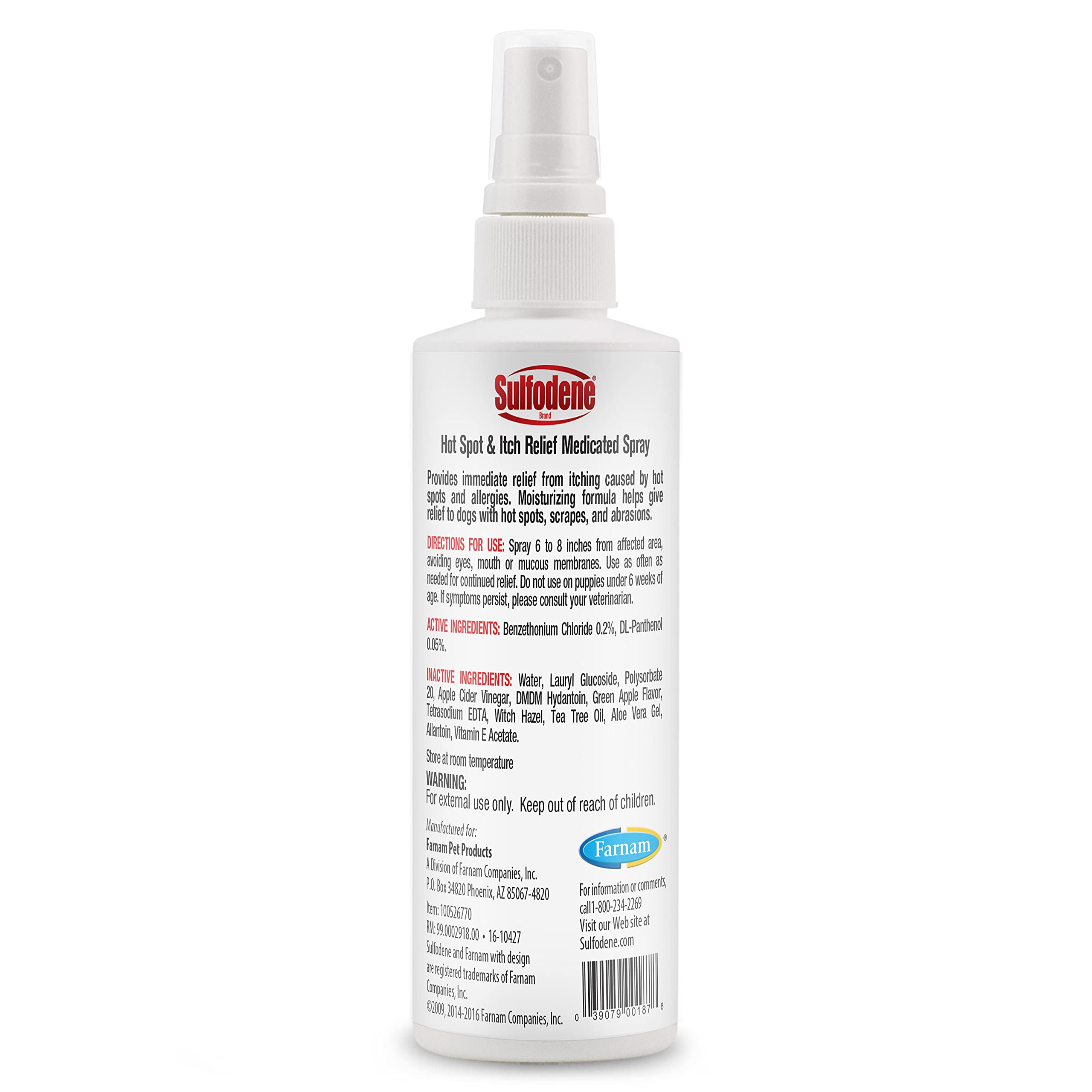 Sulfodene Spray pratique, présenté en bouteille de 8 oz.