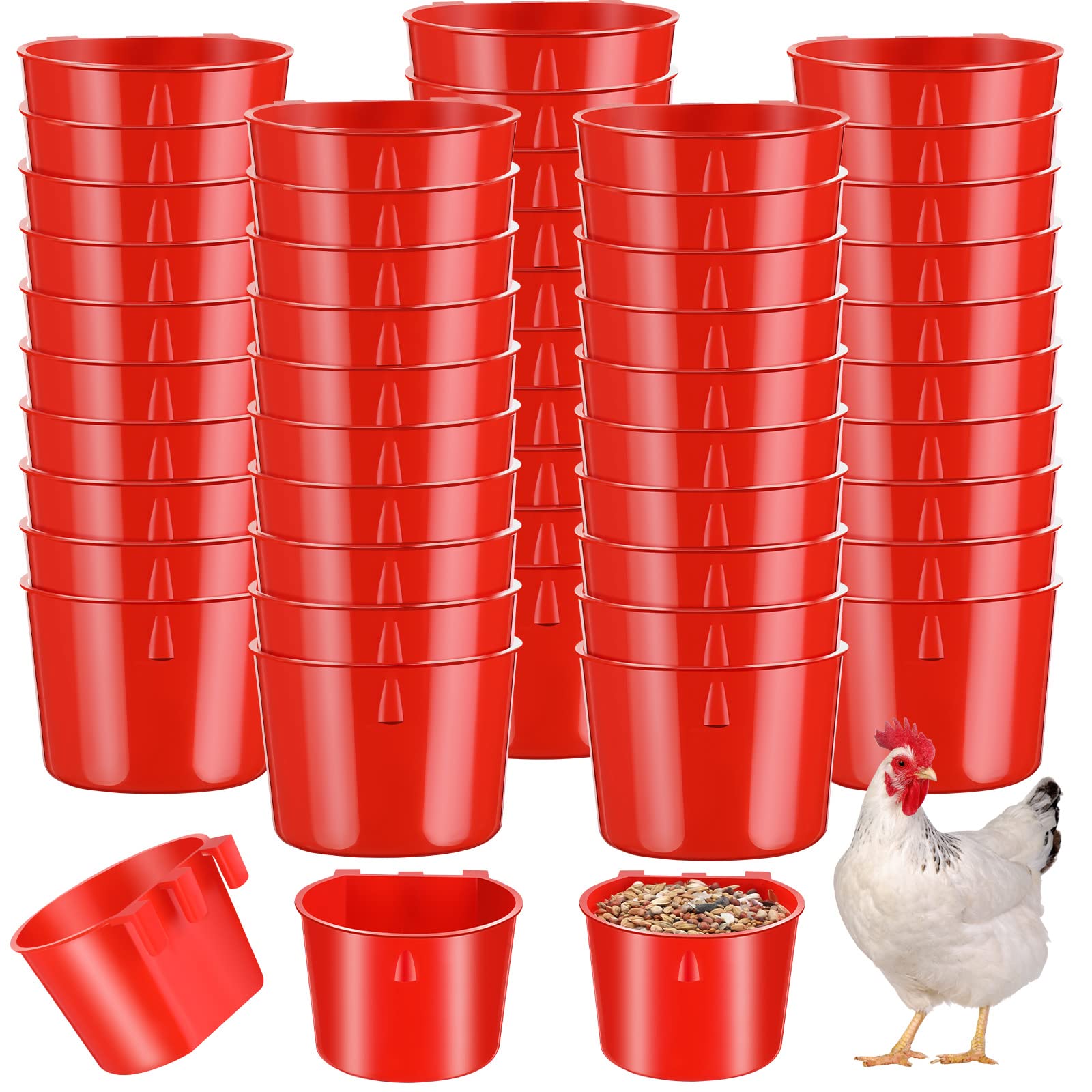 Sumind ensemble de 60 coupes de cage rouges, pratique pour nourrir et abreuver les animaux.