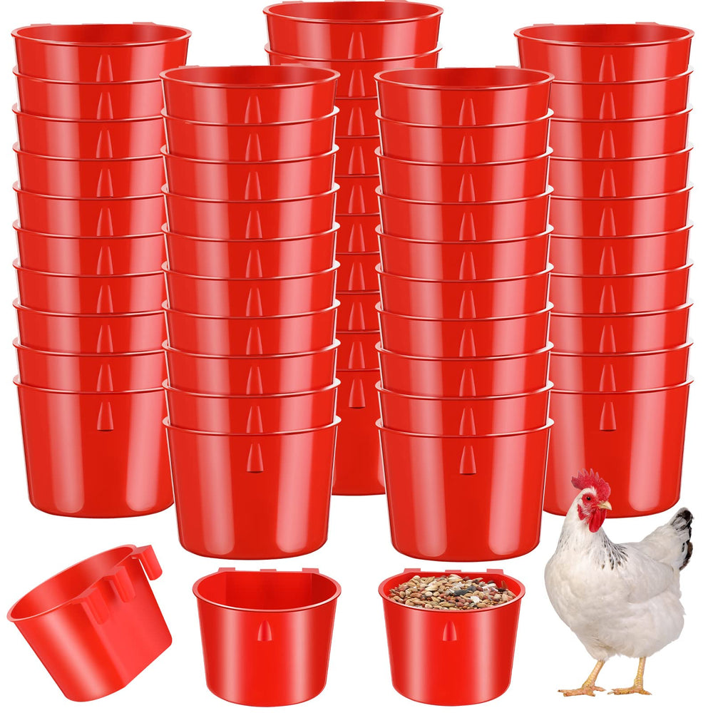 Sumind ensemble de 60 coupes de cage rouges, pratique pour nourrir et abreuver les animaux.