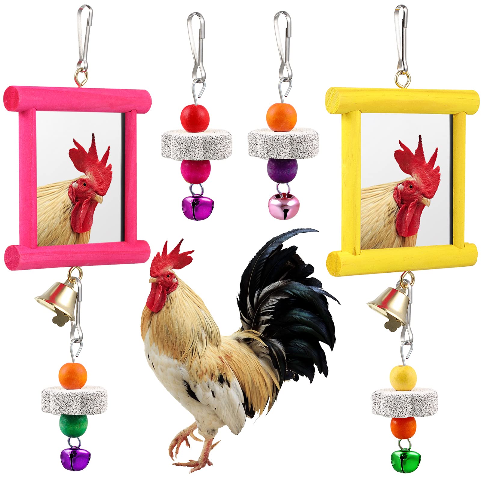 Sumind miroir poulet pendu rouge, stimule la curiosité et l'interaction.