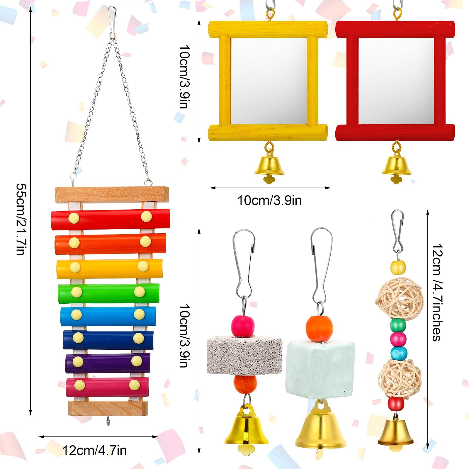 Sumind poulailler miroir bois avec cloches, outil d’observation ludique.