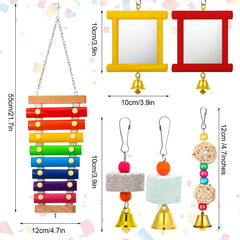 Sumind poulailler miroir bois avec cloches, outil d’observation ludique.