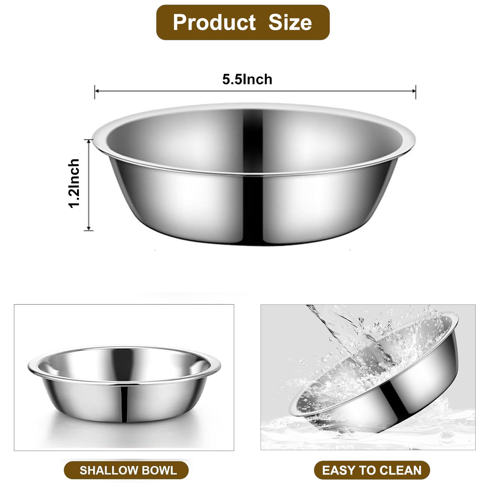 Summark bol chat inox diametre 14 cm, espace suffisant pour nourriture et eau.