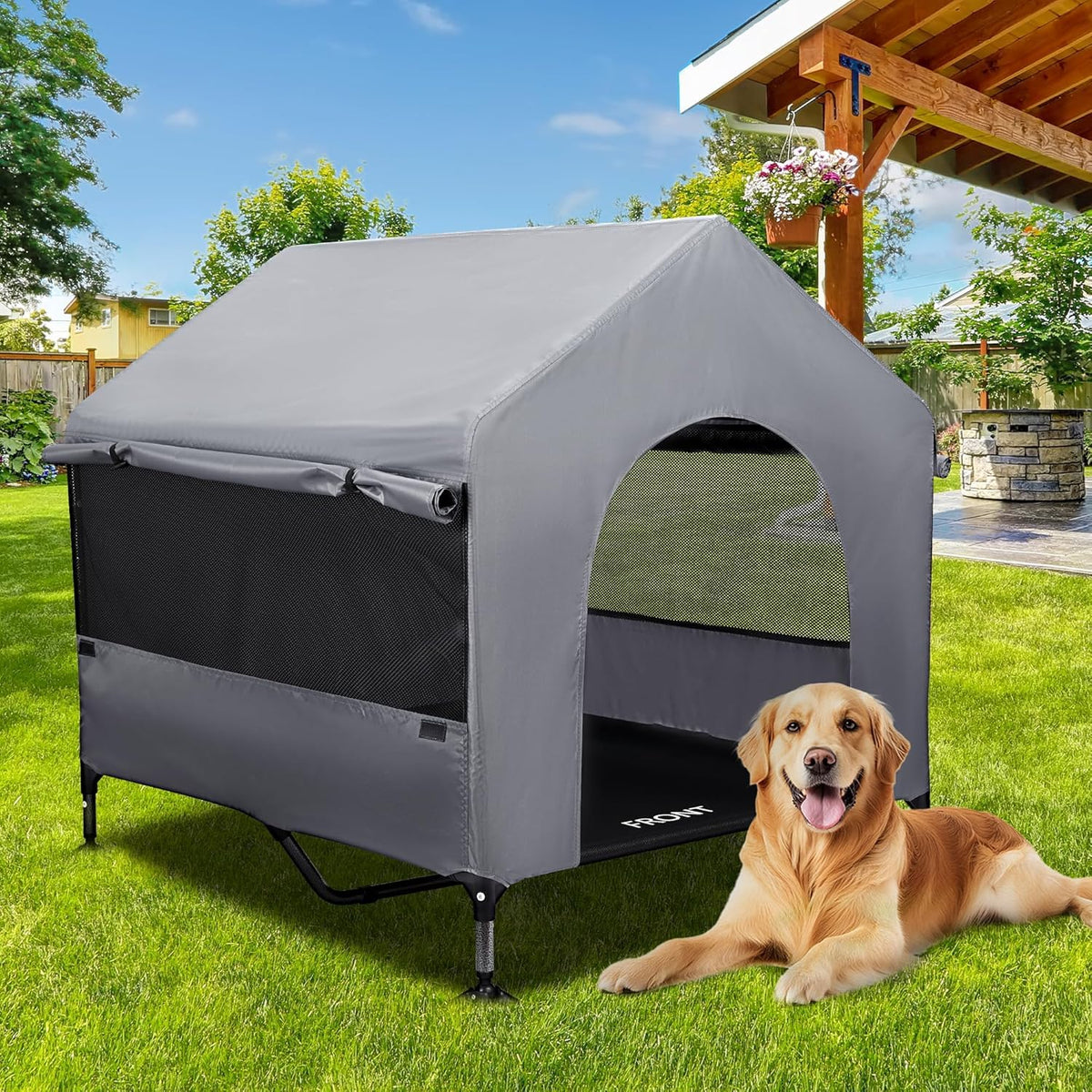 Summertrail maison-chien 42 po: espace spacieux pour grands chiens, usage intérieur et extérieur.